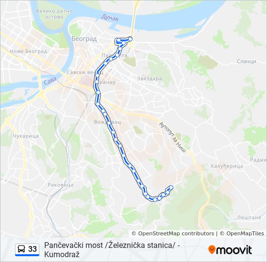 pancevacki most mapa Línea 33: horarios, mapas y paradas pancevacki most mapa