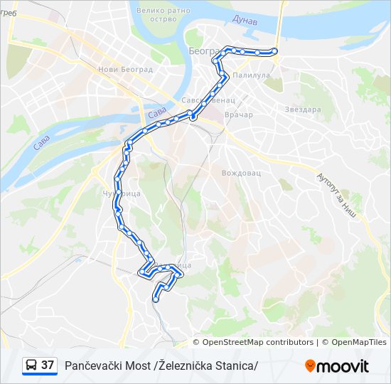 pancevacki most mapa Línea 37: horarios, mapas y paradas pancevacki most mapa