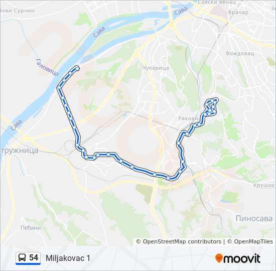 miljakovac beograd mapa Línea 54: horarios, mapas y paradas miljakovac beograd mapa