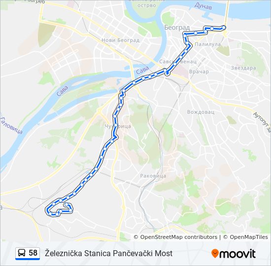pancevacki most mapa Línea 58: horarios, mapas y paradas pancevacki most mapa