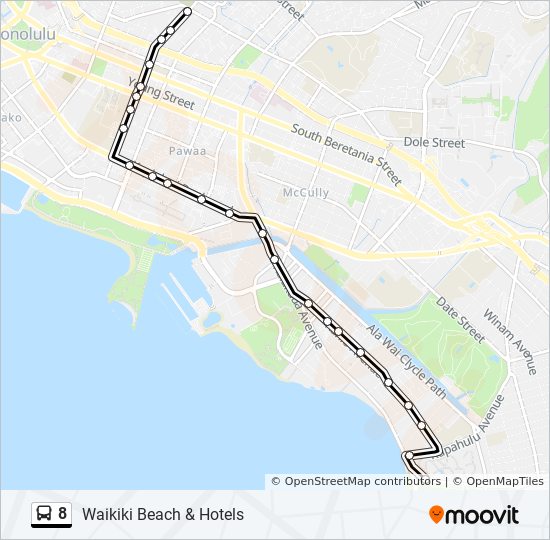 8 Route Time Schedules Stops Maps Waikiki Beach Hotels