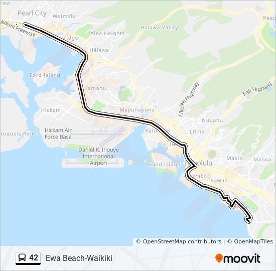 42 Route Time Schedules Stops Maps Waikiki Beach Hotels