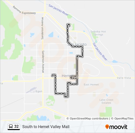 32 Route Time Schedules Stops Maps South To Hemet Valley Mall