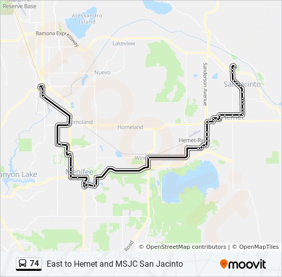 74 Route Time Schedules Stops Maps East To Msjc San Jacinto