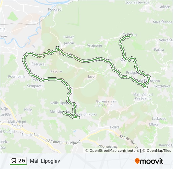 26 Route Time Schedules Stops Maps Mali Lipoglav