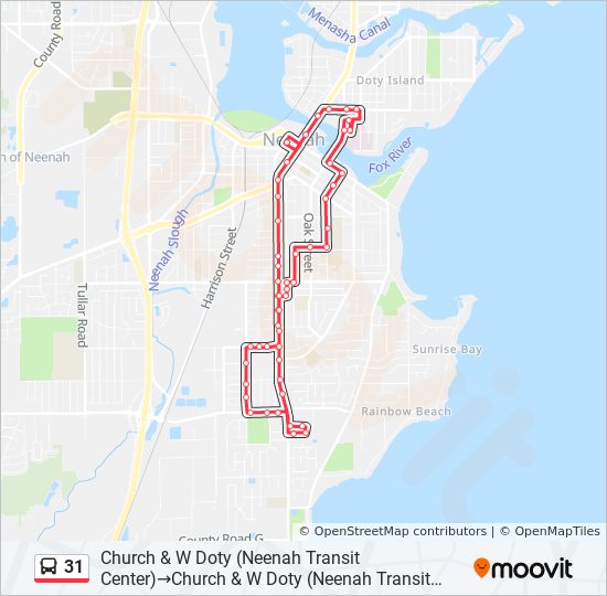31 Route Time Schedules Stops Maps Church Doty Neenah