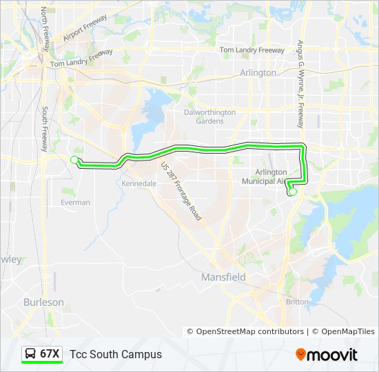 67x Route Time Schedules Stops Maps Tcc South Campus