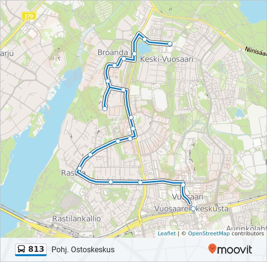 813 Route Time Schedules Stops Maps Pohj Ostoskeskus