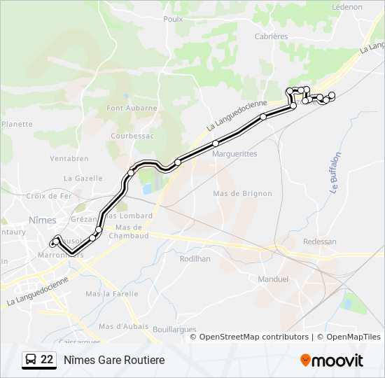 22 Route Time Schedules Stops Maps Nîmes Gare Routiere